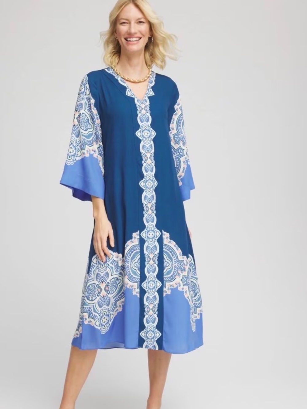 Chico's Kaftan Midi Dress Size Large